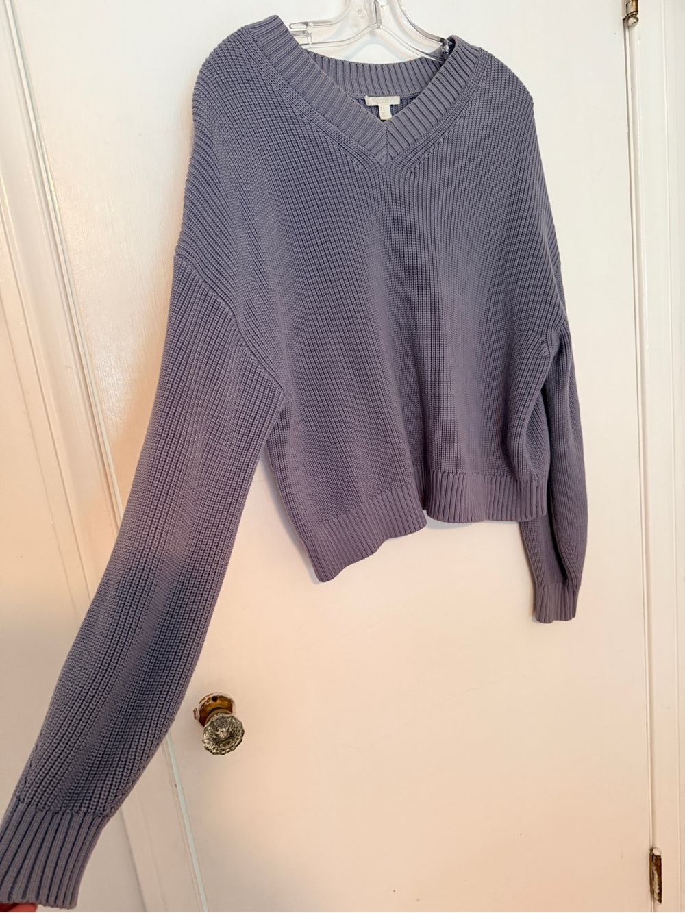 COS Lavender Ribbed V-Neck Sweater - Picture 3 of 4